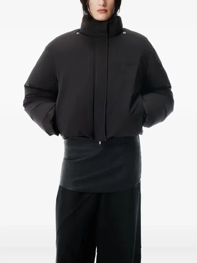 Alexander Wang Logo-embroidered Quilted Shell Jacket In Black