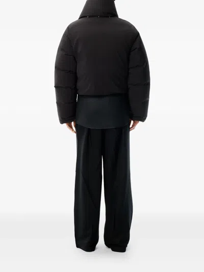 Alexander Wang Logo-embroidered Quilted Shell Jacket In Black