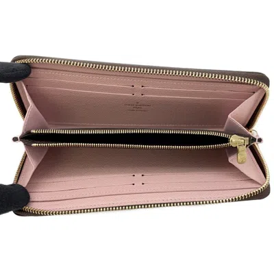 Pre-owned Louis Vuitton Rose Ballerine Damier Canvas Long Wallet (bi-fold) () In Pink