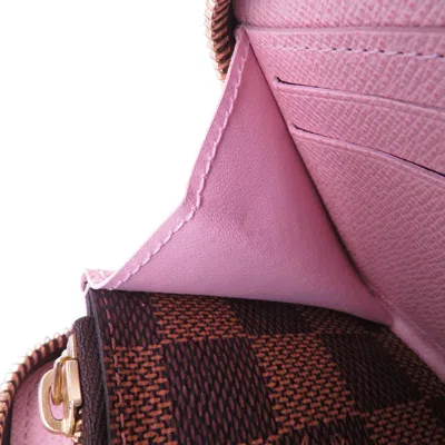 Pre-owned Louis Vuitton Rose Ballerine Damier Canvas Long Wallet (bi-fold) () In Pink
