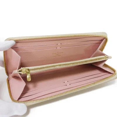 Pre-owned Louis Vuitton Rose Ballerine White Damier Azur Leather Long Wallet (bi-fold) ()