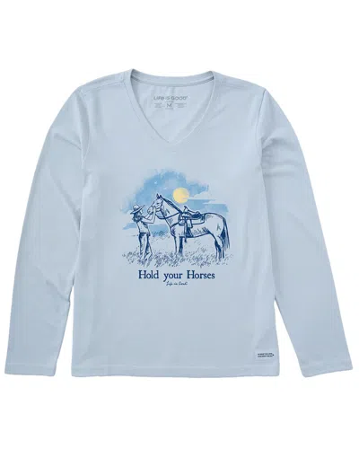 Life Is Good Crusher V-neck T-shirt In Blue