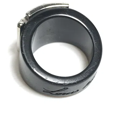Pre-owned Louis Vuitton Silver Black Plastic Band Ring () In Multi