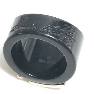 Pre-owned Louis Vuitton Silver Black Plastic Band Ring () In Multi
