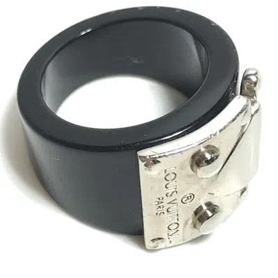 Pre-owned Louis Vuitton Silver Black Plastic Band Ring () In Multi