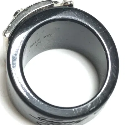 Pre-owned Louis Vuitton Silver Black Plastic Band Ring () In Multi