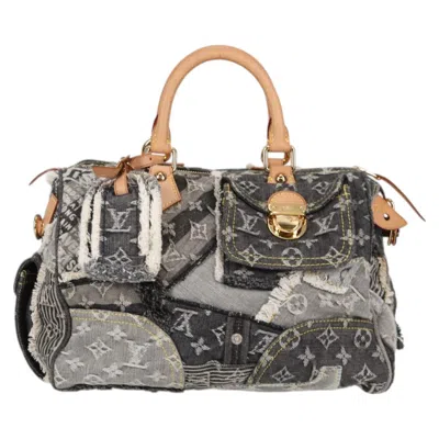 Pre-owned Louis Vuitton Speedy 30 Grey Denim - Jeans Handbag () In Gray