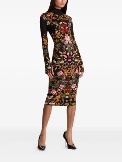 Alice And Olivia Delora Turtleneck Midi Dress Evermine In Multi