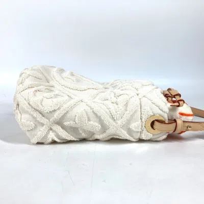 Pre-owned Louis Vuitton White Cotton Handbag Shoulder Bag ()