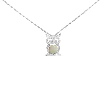 Haus Of Brilliance .925 Sterling Silver Created Opal And Sapphire Pendant Necklace In Multi