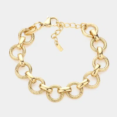 Fashnzfab 18k Gold Dipped Stainless Steel Premium Handmade Chain Link Bracelet - Gold In Gold