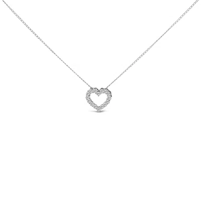 Haus Of Brilliance 14k White Gold 1/2 Carat Lab Grown Diamond Heart Shape Pendant Necklace In Metallic