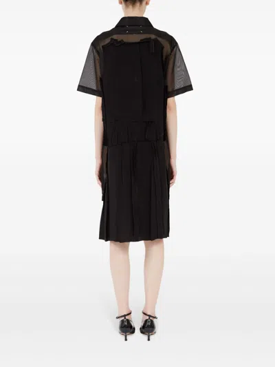 Maison Margiela Layered Pleated Midi Dress In Black