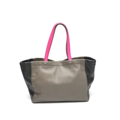 Pre-owned Marc By Marc Jacobs Black Gray Pink Leather Tote Bag ()