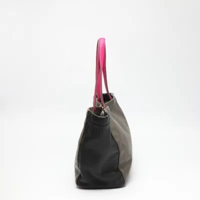 Pre-owned Marc By Marc Jacobs Black Gray Pink Leather Tote Bag ()