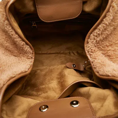 Pre-owned Max Mara Brown Fur Leather Handbag Shopping Bag Shoulder Bag ()