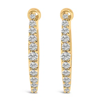 Haus Of Brilliance 10k Yellow Gold 1/4 Cttw Lab Grown Diamond Heart Shaped Huggy Hoop Earrings In Gold