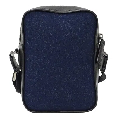 Pre-owned Mcm Navy Black Wool Leather Shoulder Bag ()