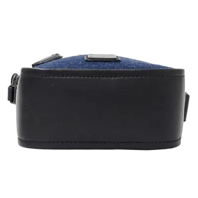 Pre-owned Mcm Navy Black Wool Leather Shoulder Bag ()