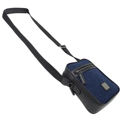 Pre-owned Mcm Navy Black Wool Leather Shoulder Bag ()
