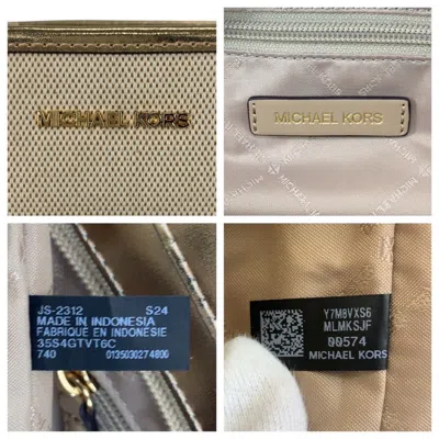 Pre-owned Michael Kors Beige Gold Canvas Shoulder Bag Tote Bag () In Multi