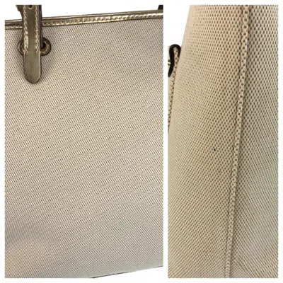 Pre-owned Michael Kors Beige Gold Canvas Shoulder Bag Tote Bag () In Multi