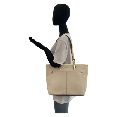 Pre-owned Michael Kors Beige Gold Canvas Shoulder Bag Tote Bag () In Multi