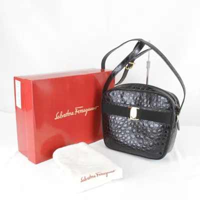 Pre-owned Ferragamo Leather Shoulder Bag () In Black
