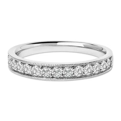 Haus Of Brilliance 14k Gold 1/2 Cttw Round Diamond Milgrain Wedding Band In Metallic