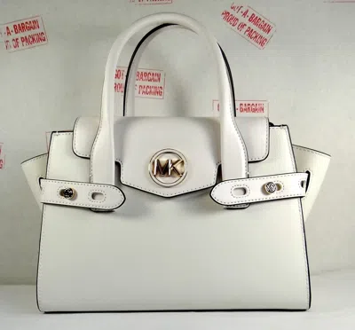 Michael Kors Carmen Black White Leather Medium Flap Satchel Shoulder Bag In Multi