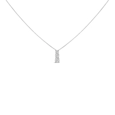 Haus Of Brilliance 14k White Gold 1/2 Cttw Lab Grown Diamond Three Stone Pendant Necklace In Gray