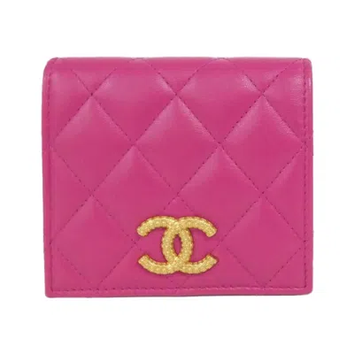 Pre-owned Chanel Leather Wallet (bi-fold) () In Pink
