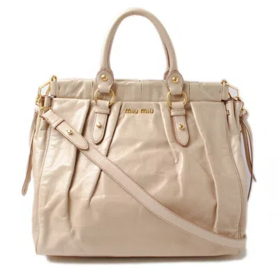 Pre-owned Miu Miu Beige Leather Handbag Shoulder Bag Tote Bag () In Sand