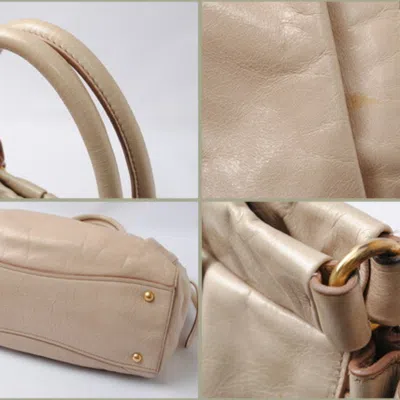 Pre-owned Miu Miu Beige Leather Handbag Shoulder Bag Tote Bag () In Sand