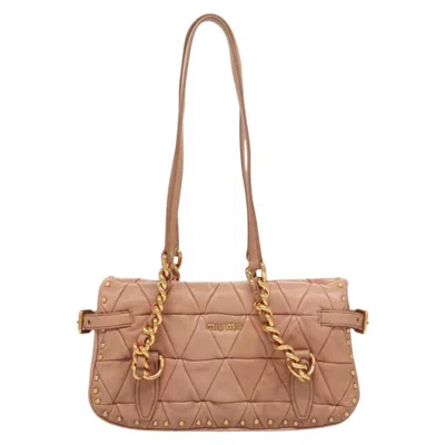Pre-owned Miu Miu Beige Leather Shoulder Bag () In Sand