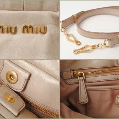 Pre-owned Miu Miu Beige Leather Handbag Shoulder Bag Tote Bag () In Sand