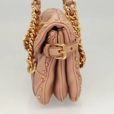Pre-owned Miu Miu Beige Leather Shoulder Bag () In Sand