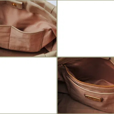 Pre-owned Miu Miu Beige Leather Handbag Shoulder Bag Tote Bag () In Sand
