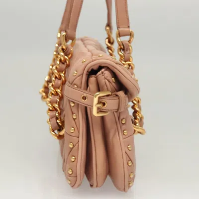 Pre-owned Miu Miu Beige Leather Shoulder Bag () In Sand
