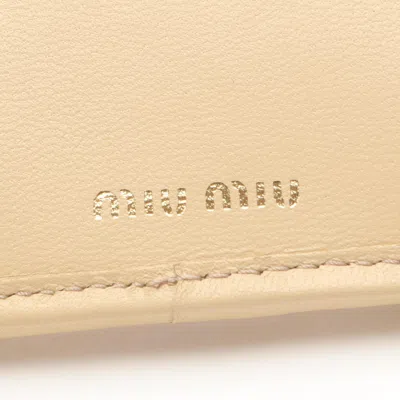Pre-owned Miu Miu Beige Leather Wallet (tri-fold) () In Sand
