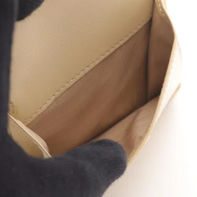 Pre-owned Miu Miu Beige Leather Wallet (tri-fold) () In Sand