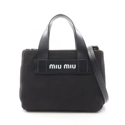 Pre-owned Miu Miu Black Canvas Leather Tote Bag ()