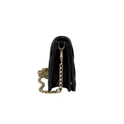 Pre-owned Miu Miu Black Leather Chain/shoulder Wallet ()