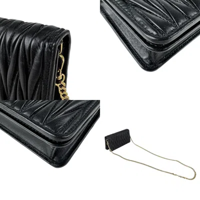 Pre-owned Miu Miu Black Leather Chain/shoulder Wallet ()