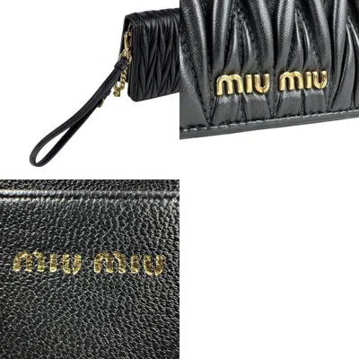 Pre-owned Miu Miu Black Leather Chain/shoulder Wallet ()
