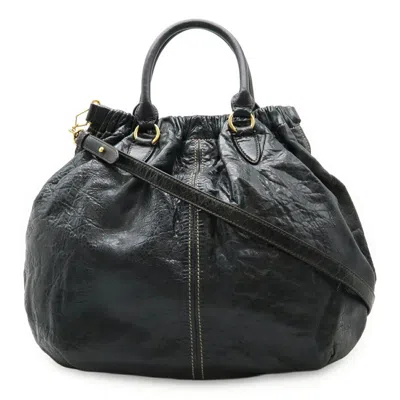 Pre-owned Miu Miu Black Leather Handbag Shoulder Bag Tote Bag ()