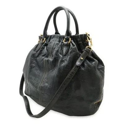 Pre-owned Miu Miu Black Leather Handbag Shoulder Bag Tote Bag ()