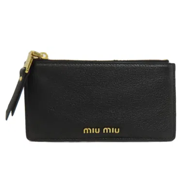 Pre-owned Miu Miu Black Leather Long Wallet (bi-fold) ()