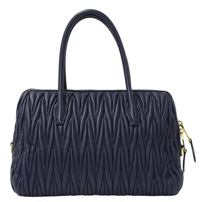 Pre-owned Miu Miu Blue Navy Leather Handbag Shoulder Bag ()
