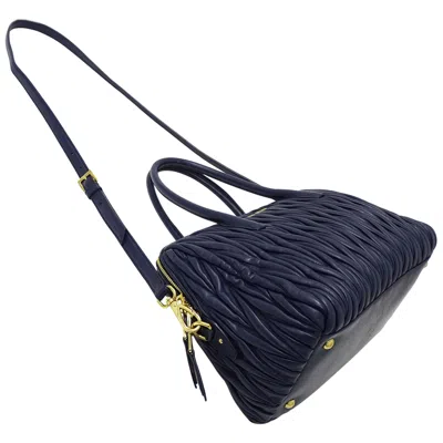Pre-owned Miu Miu Blue Navy Leather Handbag Shoulder Bag ()